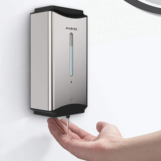 AIKE Automatic Soap Dispenser Commercial Wall Mounted Liquid Dispenser Polished Stainless Steel Finish 1100ml Large Capacity
