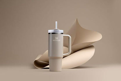 STANLEY Quencher H2.0 Tumbler with Handle and Straw 30 Fluid Ounces| Flowstate 3-Position Lid | Cup Holder Compatible for Travel | Insulated Stainless Steel Cup | BPA-Free | Exclusive Toasted Almond
