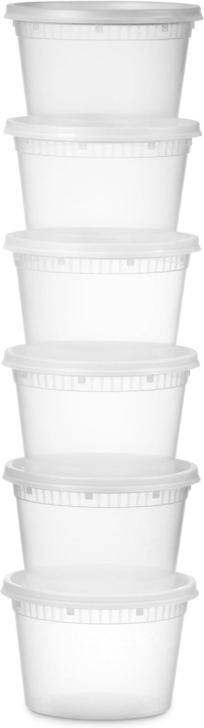 Munfix 48 Pack 16 Oz Plastic Deli Containers with Lids - Food Storage Containers with Lids - Clear Disposable Airtight Meal Prep Containers, BPA Free, Stackable, Leakproof, Microwave and Freezer Safe