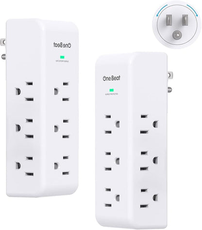 2 Pack Surge Protector Outlet Extender with Rotating Plug, 9 AC Multi Plug Wall Outlet Expander, 1800J Wall Charger, 3-Sided Power Strip Electrical Plug Adapter Outlet Splitter for Home Office Dorm