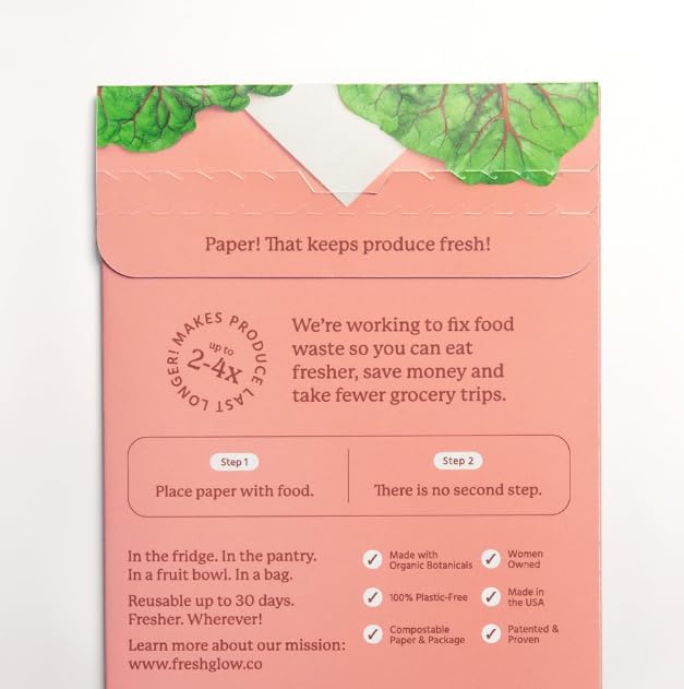 FRESHPAPER Keeps Fruits & Vegetables Fresh for 2-4x Longer, 24 Reusable Food Saver Sheets for Produce (3 Packs), Made in the USA