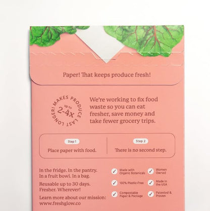 FRESHPAPER Keeps Fruits & Vegetables Fresh for 2-4x Longer, 24 Reusable Food Saver Sheets for Produce (3 Packs), Made in the USA