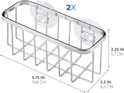 iDesign Gia Stainless Steel Dish Sponge Holder Basket with Suction Cups, Ideal for Kitchen Sinks and Bathroom Organization, 2.25"D x 2.5"W x 5.75"H, Set of 1, Polished