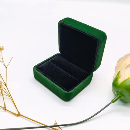 GBYAN 2 Pieces Velvet Ring Box, Jewelry Display Gift Box, Ring Case for Proposal,Engagement, Wedding,Green