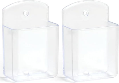 2 Pcs Remote Control Holder Wall Mount, TV Controller Holder, Self Adhesive Remote Holder, Wall Pen Holder Storage Accessories for Home Office School（Clear）