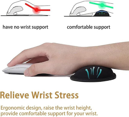 MXCOIRTP Wrist Rest for Mouse, Ergonomic Memory Foam Wrist Cushion Support Pad, Mouse Wrist Pad with Non-Slip Base for Typing Pain Relief, Office, Home, Gaming, Computer, Black, 2PCS