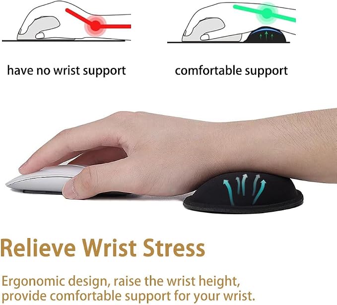 MXCOIRTP Wrist Rest for Mouse, Ergonomic Memory Foam Wrist Cushion Support Pad, Mouse Wrist Pad with Non-Slip Base for Typing Pain Relief, Office, Home, Gaming, Computer, Black