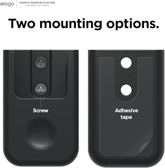 elago Universal Remote Holder Mount Compatible with Apple TV Remote and All Other Remote Controls - Adhesive Tape or Screw Mounting Options, Available Wired Charging [Small] [3rd & 2nd Gen] [Black]