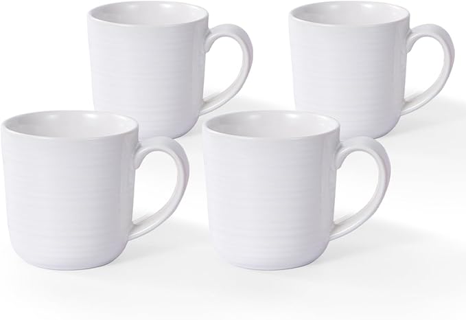 Ceramic Coffee Mugs Set of 4, 12 Ounces Ceramic coffee mug,heavy mug with Comfortable Handles,Dishwasher & Microwave Safe，coffe mug Sets 4 Beautiful Colors, tea mug for Coffee, Tea. (WHITE)