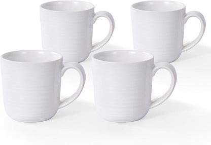 Ceramic Coffee Mugs Set of 4, 12 Ounces Ceramic coffee mug,heavy mug with Comfortable Handles,Dishwasher & Microwave Safe，coffe mug Sets 4 Beautiful Colors, tea mug for Coffee, Tea. (WHITE)