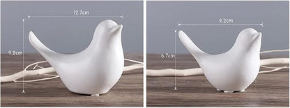 Fannuoncc Small Animal Birds Statues Home Decor Modern Style White Decorative Ornaments for Living Room, Bedroom,Cabinets, Office Desktop (2 Pack)