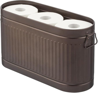 mDesign Large Steel Free Standing Toilet Paper Organizer, 6-Roll Tissue Storage Holder Container Bin for Bathroom Floor, Fits Under Sink, Vanity, Shelf, In Cabinet, or Corner Oscar Collection - Bronze