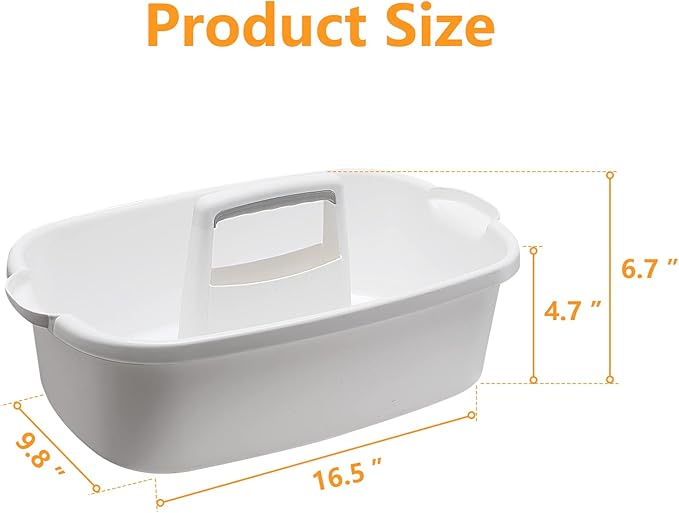 2 Pack Multi-Purpose Plastic Cleaning Caddy with Handle, Shower Caddy Organizer/Storage Basket/Totes Portable for Bathroom Supplies, Cleaning Products, Under Sink Tool. (grey+white)