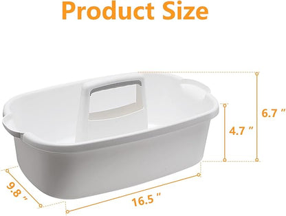 2 Pack Multi-Purpose Plastic Cleaning Caddy with Handle, Shower Caddy Organizer/Storage Basket/Totes Portable for Bathroom Supplies, Cleaning Products, Under Sink Tool. (grey+white)