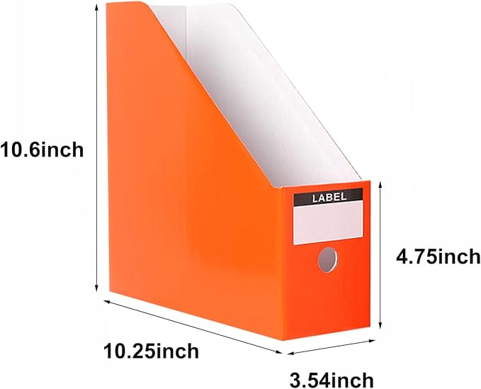 Foldable Desk File Holder Organizer Sturdy Cardboard Magazine Storage Box Document Rack with Blank Label Stickers for Home School Office (5, Multicolor)