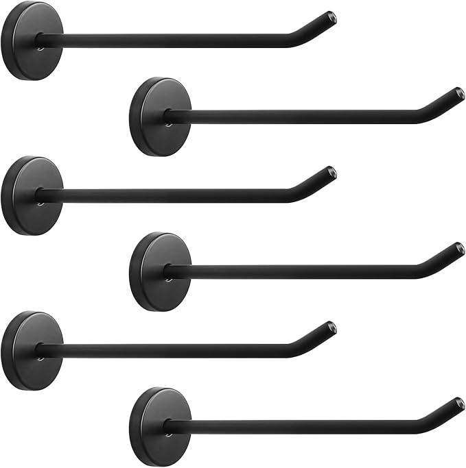NearMoon Coat Hooks, Wall Mount Hooks for Hanging Hat Hurse Robe, 304 Stainless Steel Heavy Duty Towel Hangers for Bathroom Livingroom Hotel Kitchen Garage, 6 Pack (6 Inch, Matte Black)
