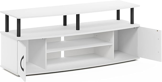 Furinno Jaya Entertainment Center Stand Unit/TV Desk for up to 55 inch, White/Black
