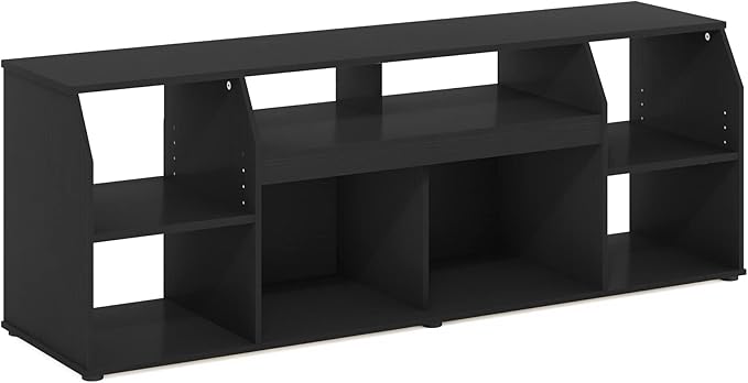 Furinno Jaya TV stand for up to 65 Inch TV, Gaming Enterteinment Center with LED Lights, Living Room Media Console Table, Americano