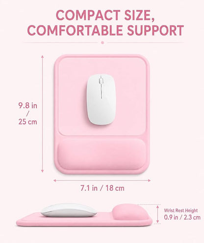 eulps Ergonomic Mouse Pad with Wrist Rest, Gel Mousepad with Soft Wrist Support, Non-Slip PU Base, Smooth Surface Mouse Pad for Wrist Pain Relief, Computer Laptop Office Home & Gaming (Pink)