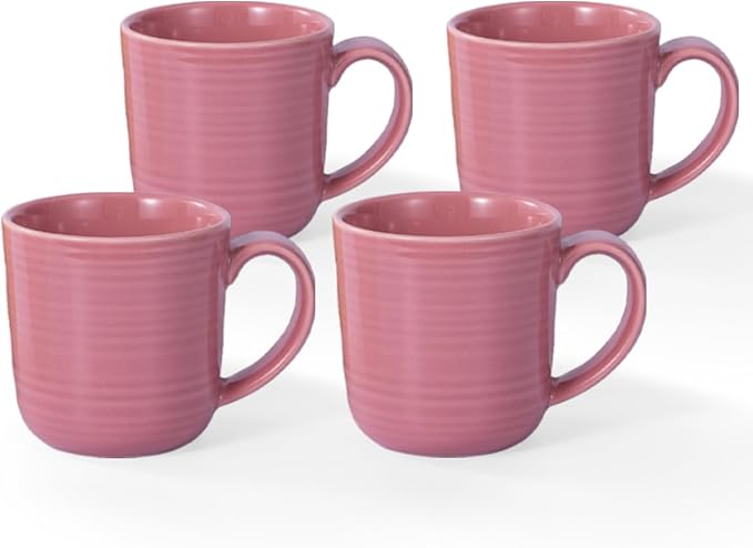 Ceramic Coffee Mugs Set of 4, 12 Ounces Ceramic coffee mug,heavy mug with Comfortable Handles,Dishwasher & Microwave Safe，coffe mug Sets 4 Beautiful Colors, tea mug for Coffee, Tea. (PINK)
