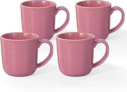 Ceramic Coffee Mugs Set of 4, 12 Ounces Ceramic coffee mug,heavy mug with Comfortable Handles,Dishwasher & Microwave Safe，coffe mug Sets 4 Beautiful Colors, tea mug for Coffee, Tea. (PINK)