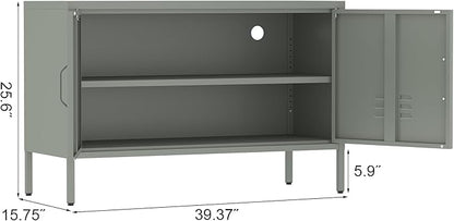 Metal Storage Cabinet,Short Locker Cabinet with Storage,Modern Cabinet for Bedroom,Classroom,Green