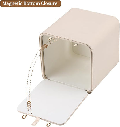 GORESE Leather Tissue Box Cover Square Kleenexs Box Cover, Cute Tissue Box Holder for Cube Box Tissues, Tissue Cover for Bedroom, Living Room, Bathroom, Beige
