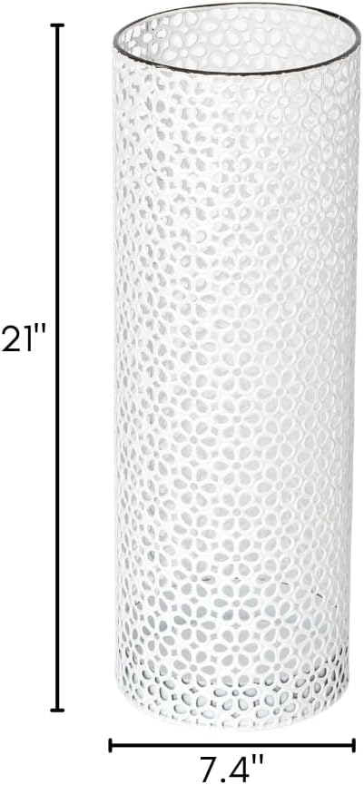 Concepts 8x20 inch Heavy Duty Metal Umbrella Stand - Durable Storage Holder for Umbrellas - Indoor and Outdoor Use - Stylish and Modern Organizer for Entryways. (White Floral Lace)
