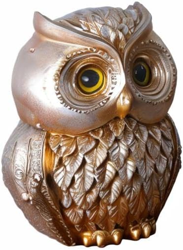 Artpaul Owl Decorations for Home Small Owl Decor Figurines Shelf Decor Home Office Living Room Decorations Birthday Gifts (Gold)