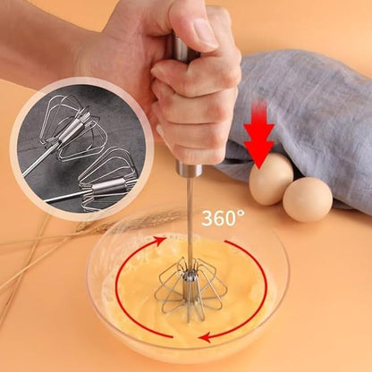 2025 New Stainless Steel Semi-Automatic Whisk with Cleaning Cloth, Wisking Tool Stainless, Multifunctional Egg Beater for Cooking Kitchen Household Eggs Milk Hand Whisk Mixer (A3-Old Style 14in)