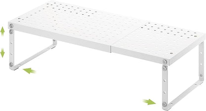 RUILALIFE Expandable Cabinet Organizer Shelf With Adjustable Height, Stackable Kitchen Countertop Organizer Rack, Adjustable Shelf Riser For Kitchen Counter, Pantry, Cupboard, Desk, Tabletop