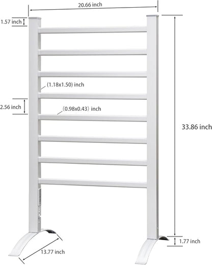 KEG Towel Warmer 8 Bars for Bathroom Freestanding or Wall Mounted Bath Towel Heater Plug-in with Built-in Timer Silver