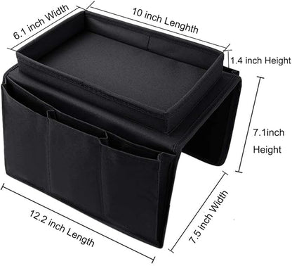 Sofa Armrest Organizer with Cup Holder Tray Chair Arm TV Remote Holder for Recliner Couch Armchair Caddy Bedside Storage Pockets Bag for Cellphone Tablet Book Magazines Drinks Pouch