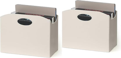 EZDeco Magazine Holder Foldable Magazine Rack Floor PU Leather File Holder Newspaper Book Storage Magazine Basket Document File Folder Organizer for Office Home (Off-White-2)