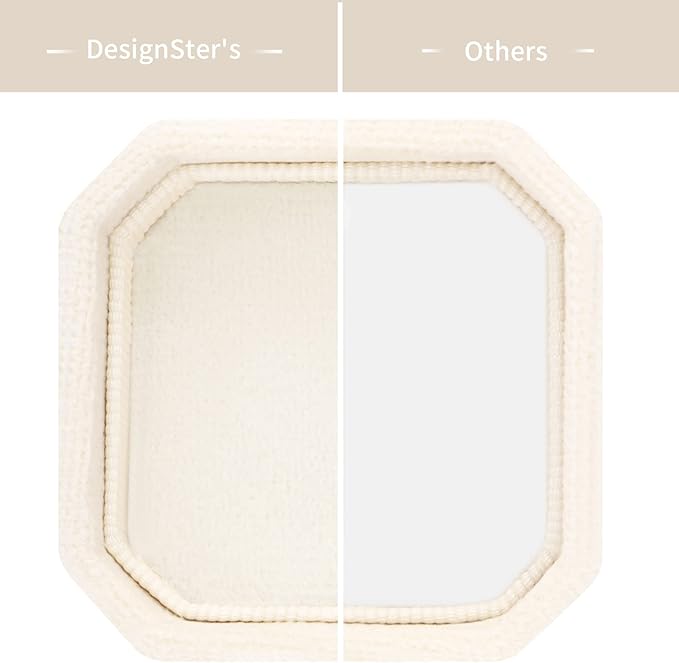 DesignSter Velvet Ring Box - Square, 3 Slots, Premium Ring Bearer Box for Wedding Ceremony & Proposal Engagement (Beige)