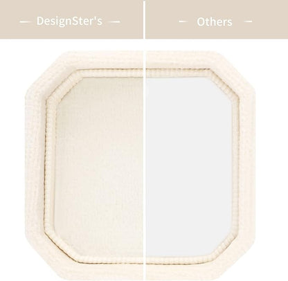 DesignSter Velvet Ring Box - Square, 3 Slots, Premium Ring Bearer Box for Wedding Ceremony & Proposal Engagement (Beige)