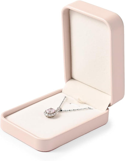 Leather Necklace Gift Box Jewelry Gift Box Pink Necklace Bracelet Chain Case for Wedding Birthday Mother's Day,Valentine's Day (Pink)