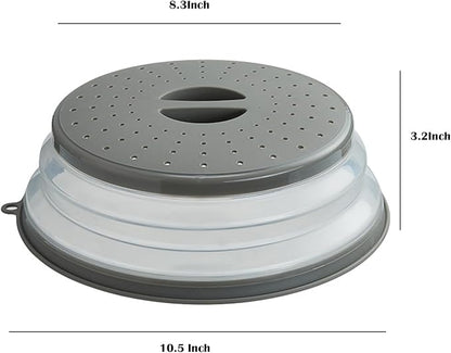 Microwave Splatter Cover Vented for Food, Splatter Guard & Colander Kitchen Gadget for Fruit Vegetables Microwave Plate Cover with Hook Hole,Dishwasher-Safe,BPA-Free Silicone & Plastic (1 Pack)