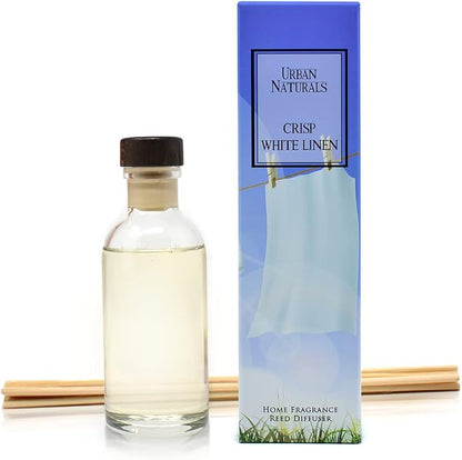 Urban Naturals Crisp White Linen Reed Diffuser Gift Set | with Citrus, Ozone, Ylang-Ylang, Lilies & Sandalwood Scent Notes for a Fresh, Clean Cotton Smelling Home | Made in the USA – Great Deal!