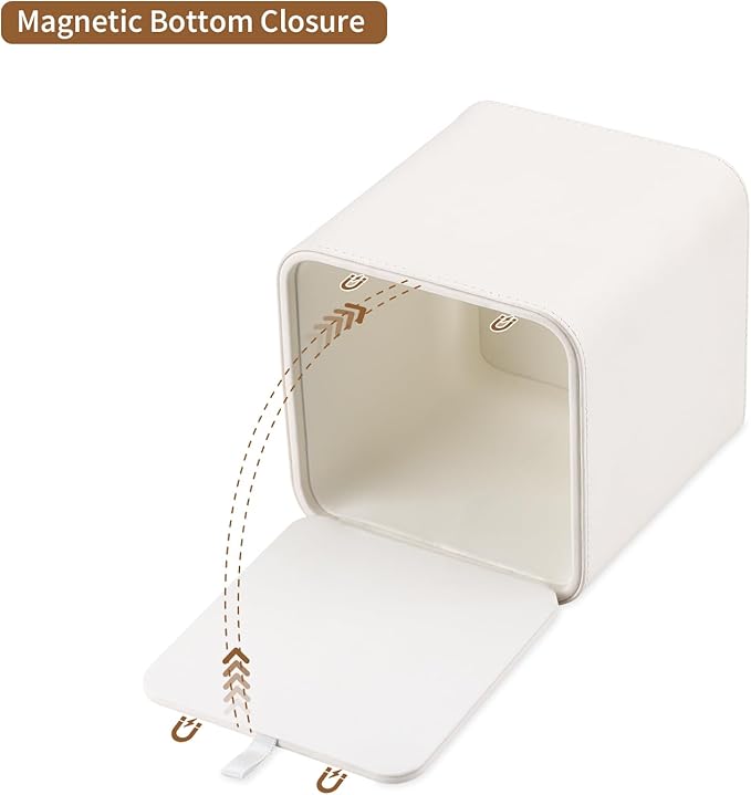 GORESE Square Tissue Box Cover Leather Kleenexs Box Cover, Cute Tissue Cover for for Cube Box Tissues, Tissue Box Holder for Bedroom, Living Room, Bathroom, Cream White