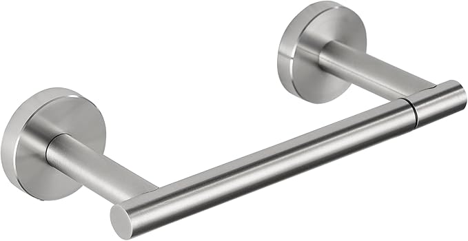 Toilet Paper Holder, Double Post Pivoting Design, Stainless Steel Rustproof Bathroom Tissue Holder, Wall Mount Fits Mega Rolls, for Home, RV, Commercial Bathroom Brushed Nickel