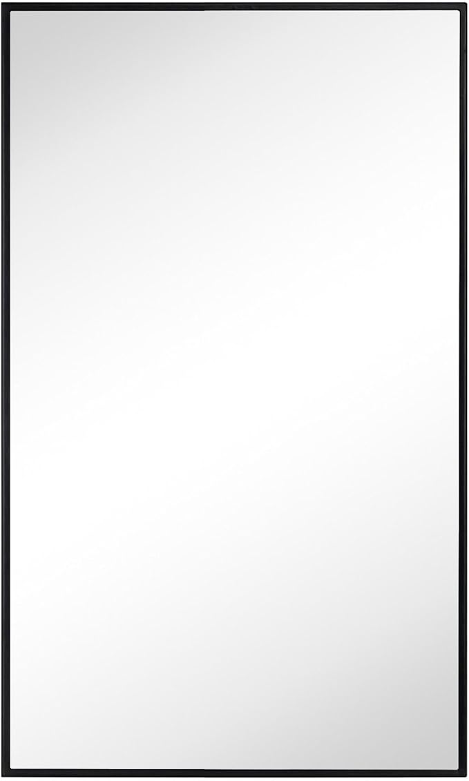 TEHOME 17.5'' x 29'' Black Recessed and Surface Mount Bathroom Medicine Cabinet with Mirror Matt Black Square Cornered Metal Framed Rounded Rectangle Medicine Cabinet Mirror