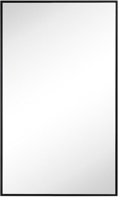 TEHOME 17.5'' x 29'' Black Recessed and Surface Mount Bathroom Medicine Cabinet with Mirror Matt Black Square Cornered Metal Framed Rounded Rectangle Medicine Cabinet Mirror
