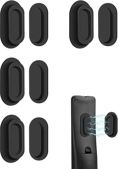 4 Pack Strong Magnetic Remote Control Holder, Self-Adhesive Silicone Remote Holder Wall Mount for TV, Fan, Air Conditioner Remote Control (Black)