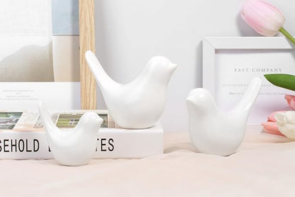 LAIDANLA Small Birds Statues White Modern Style Home Decor Birds Small Animal Sculpture for Living Room Office Desktop Shelf Coffee Table Bedroom（2pcs）