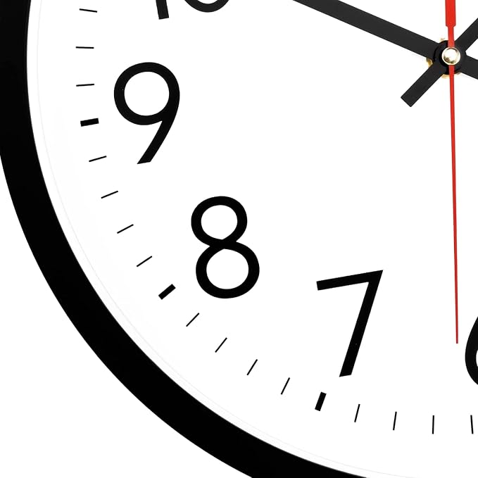 Lumuasky 14 Inch Modern Wall Clock Battery Operated Silent Non-Ticking Large Analog Classic Round Clock for Office, Home, Kitchen, Bedroom, School, Living Room (Black)