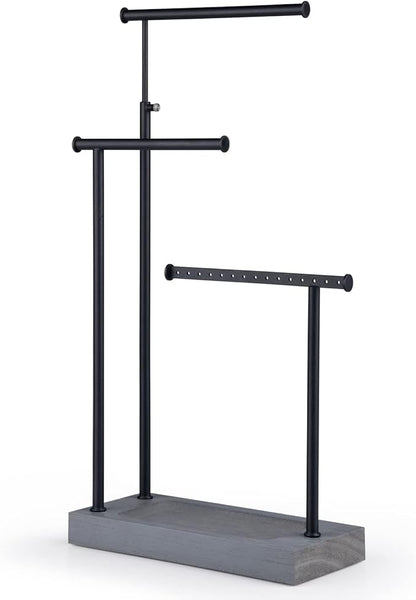 SRIWATANA Jewelry Organizer Display Extra Tall Necklace Holder 3 Tier Jewelry Tree Stand, Gift Idea (Weathered Grey & Black)