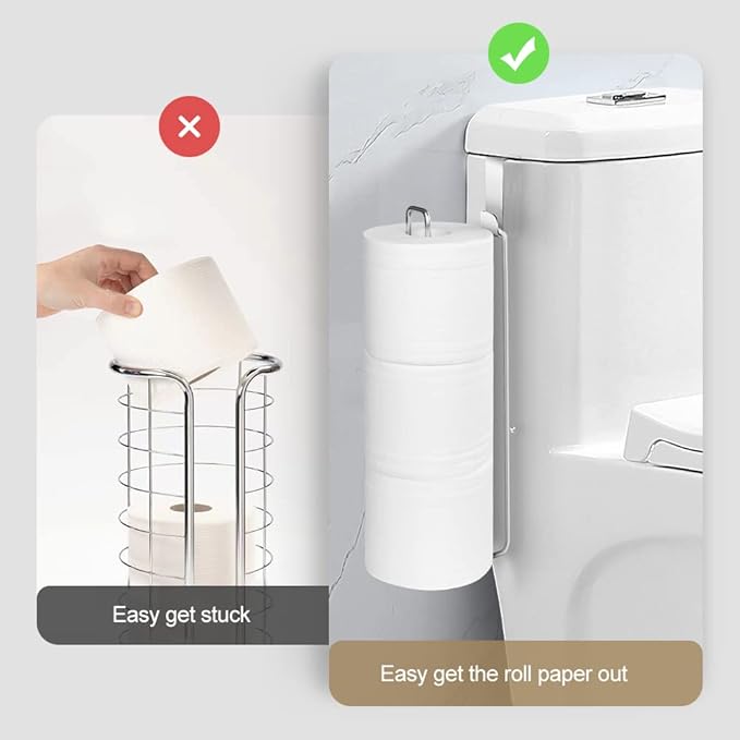 Bathroom Toilet Paper Roll Holder for 3 Roll Tissue, Brushed Nickel,Over The Tank Toilet Paper Holder,Self Adhesive Toilet Paper Holder Storage Wall Mount,Stainless Steel Toliet Paper Holder（2 Pcs）