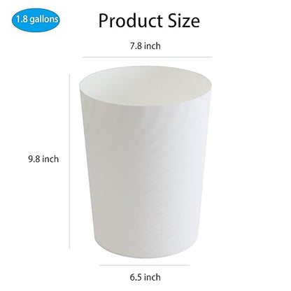 UUJOLY Plastic Small Trash Can Wastebasket, Garbage Container Basket for Bathrooms, Laundry Room, Kitchens, Offices, Kids Rooms, Dorms, (White, 1.8 Gallon/2 Pack)