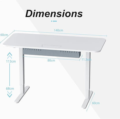 Electric Standing Desk with Cable Management Tray,55x24 Inch Adjustable Height Sit Stand Desk,with Memory Presets & Anti-Collision Computer Desk,for Office,Home,White Top&White Frame
